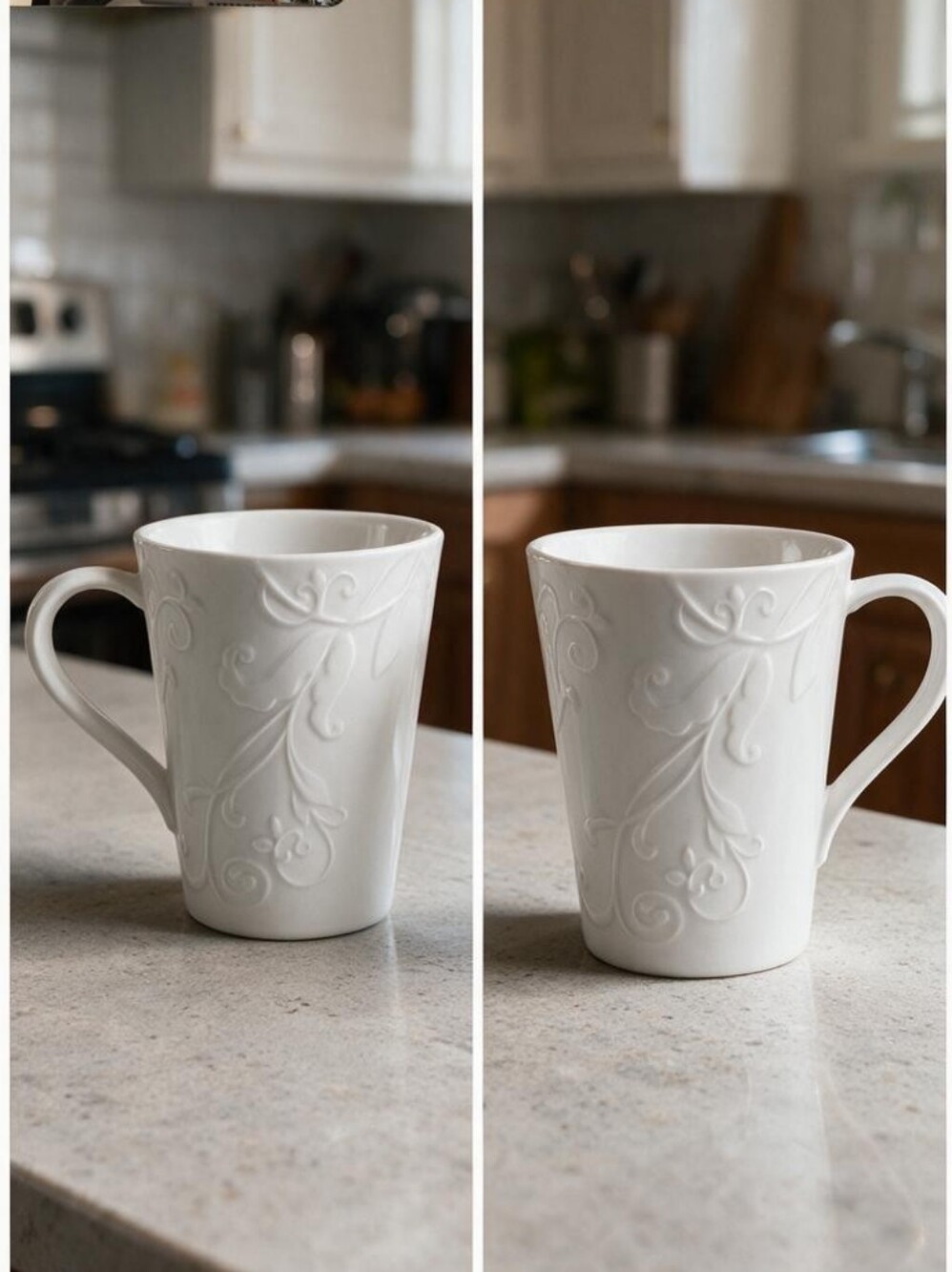 2 Corelle Coordinates Porcelain White Mugs.
